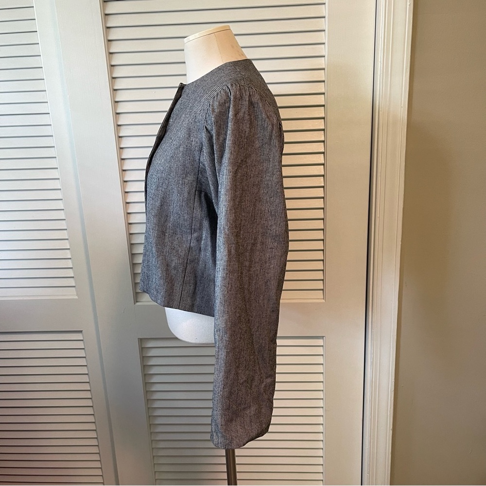 Talbots Vintage Union Made Cropped Black and White Checked Puff Sleeve Blazer - Picture 5 of 8